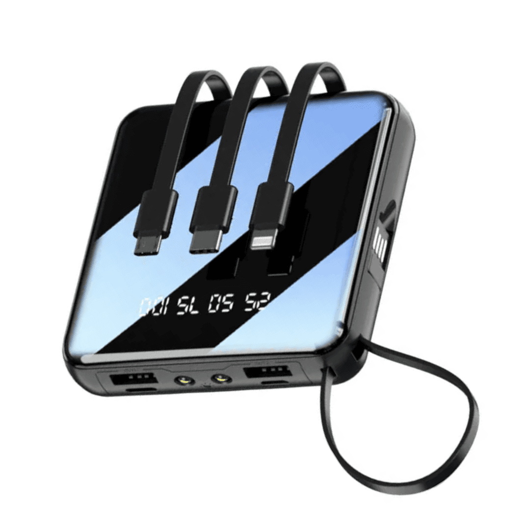 Full-Screen Power Bank with 4 Built-in Cables & UV Gloss Finish