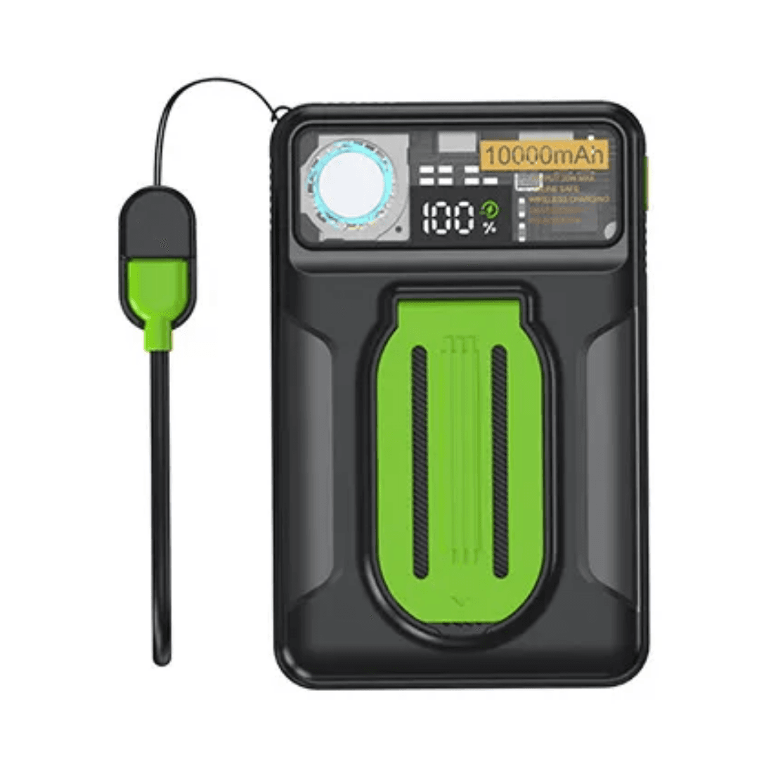 VoltGear 15W Wireless Fast Charging Power Bank (with Torch & Built-in Cable)