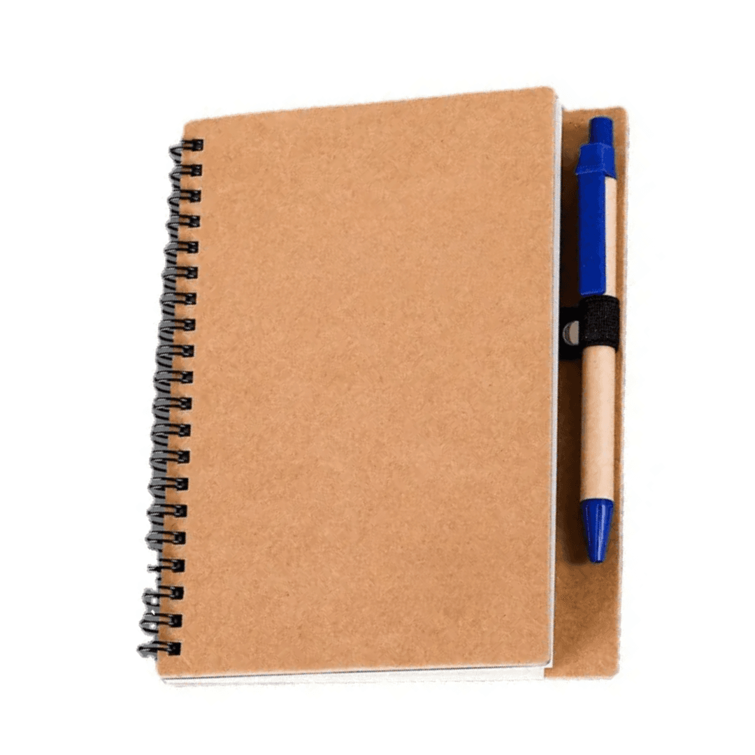 Custom Eco Spiral Notebook with Kraft Cover & Pen