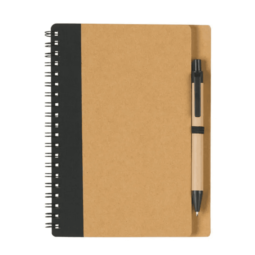 Eco Kraft Spiral Notebook with Pen (Classic Stripe)