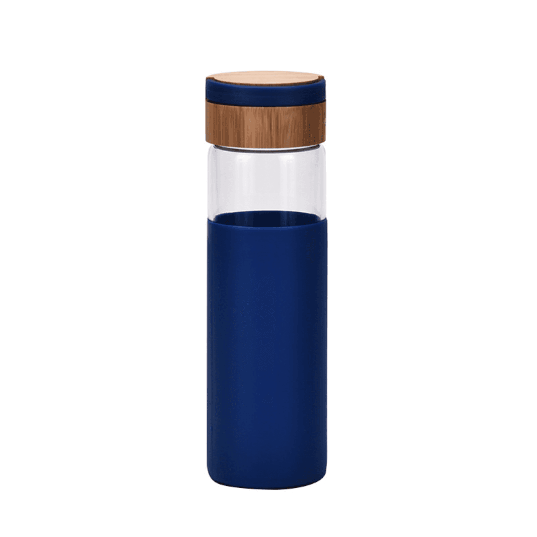 Anthro‑Inspired 520 ml Glass Hydration Bottle with Bamboo Loop‑Top