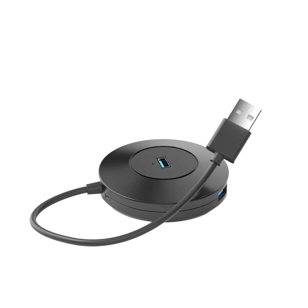 Round 4-Port USB 2.0 Hub (USB-A + Type-C adapter)