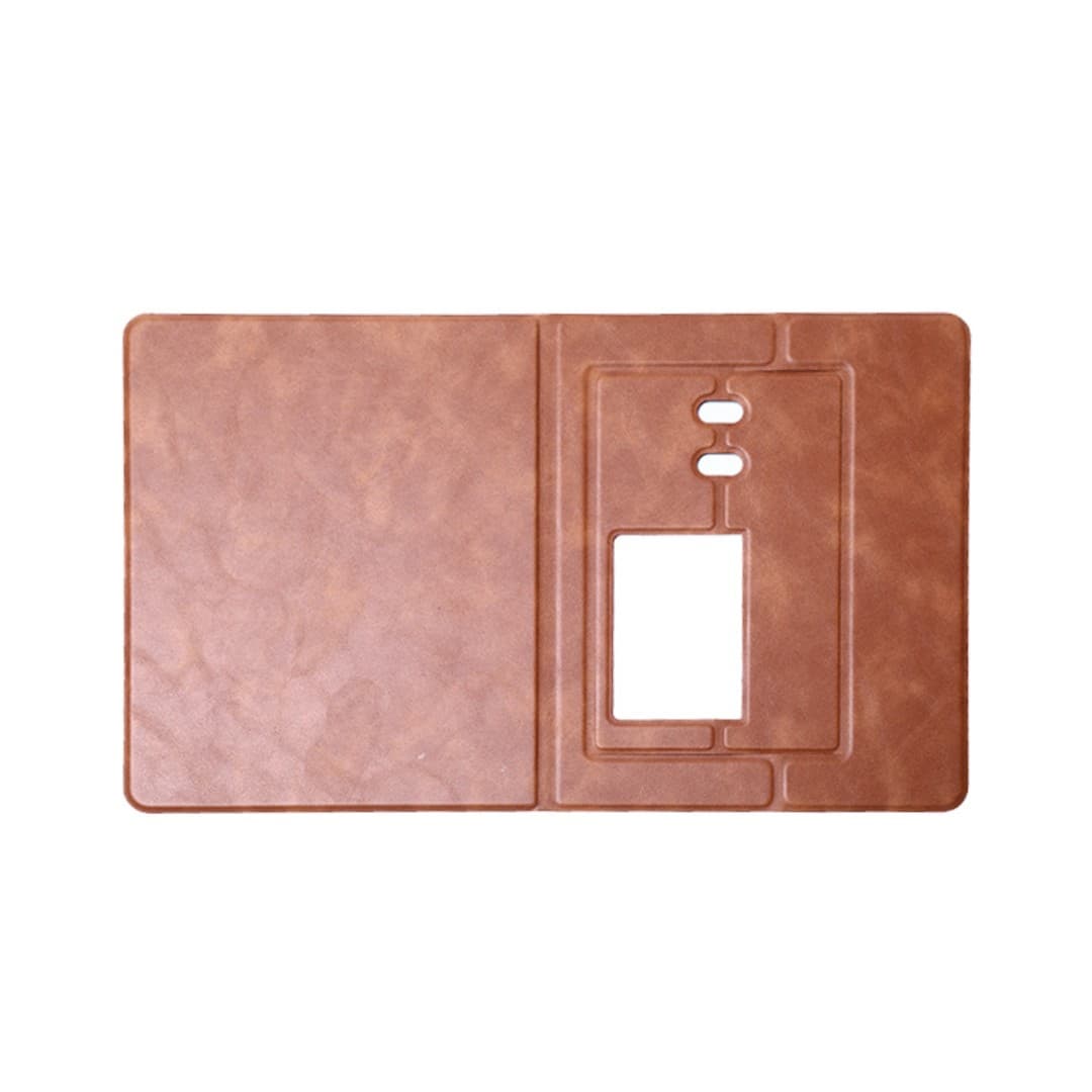 Custom PU Leather Fold‑Out Mouse Pad with Phone Dock & Cable Slots
