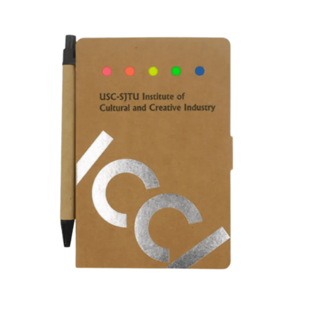 Eco Kraft Sticky Note Notebook with Pen & Flap Closure