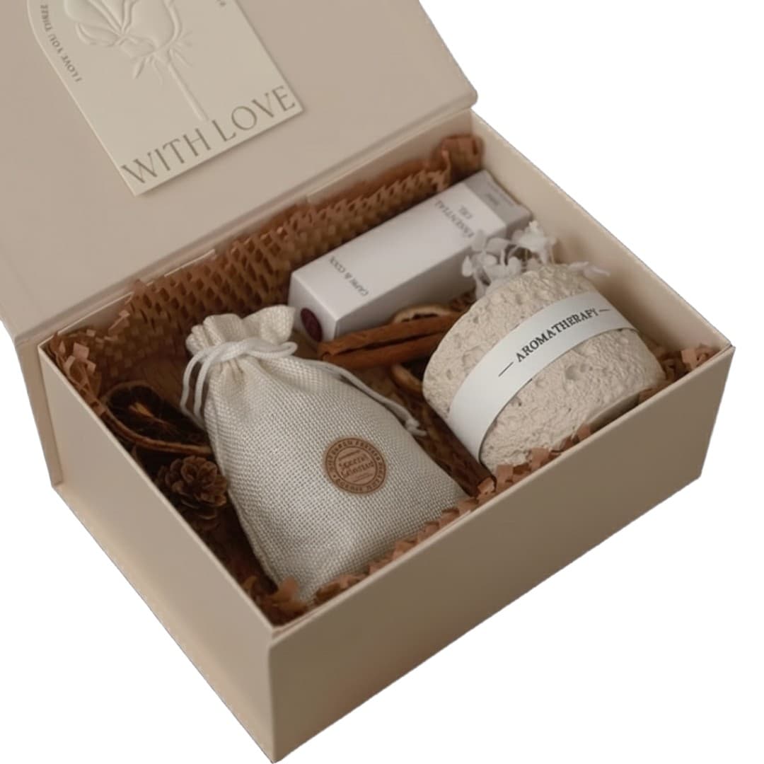Aromatherapy Gift Box with Essential Oils & Crystal Diffuser
