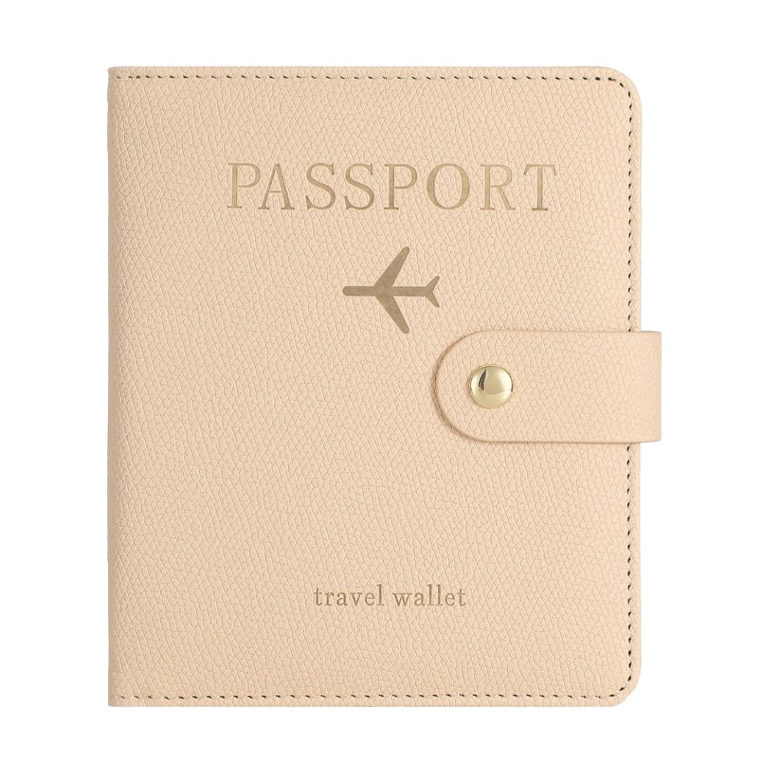 RFID Passport Wallet – PU Travel Cover with Button Closure
