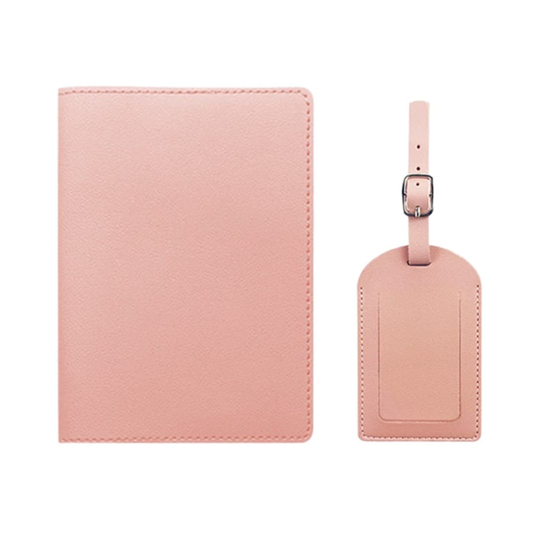 Customisable Passport Holder Gift Set – PU Travel Wallet + Luggage Tag