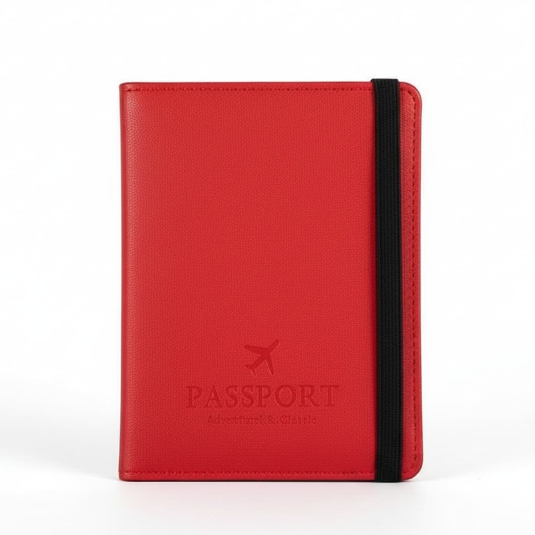 Elastic-Band Passport Holder – PU Travel Wallet with Large Capacity