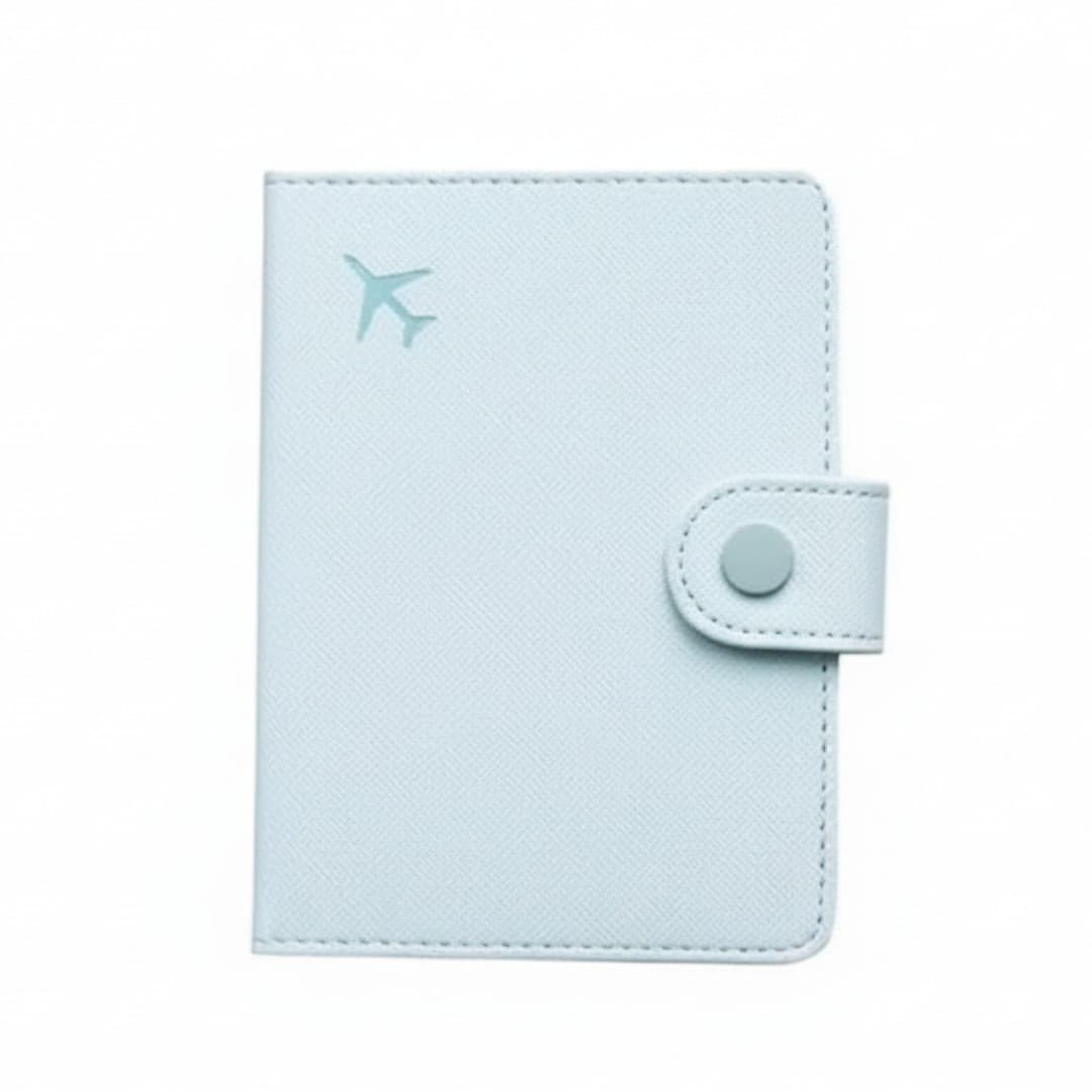 Pastel Passport Wallet – PU Travel Cover with Button Closure