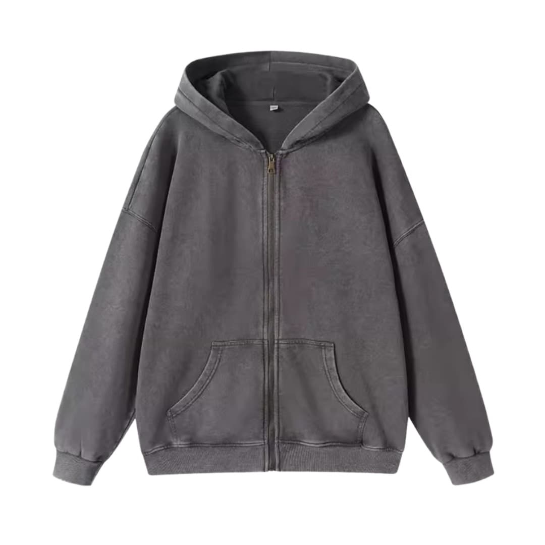 Custom Washed Zip-Up Hoodie with Logo