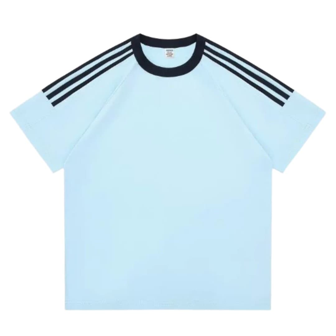 Custom Stripe Shoulder T-Shirt with Logo